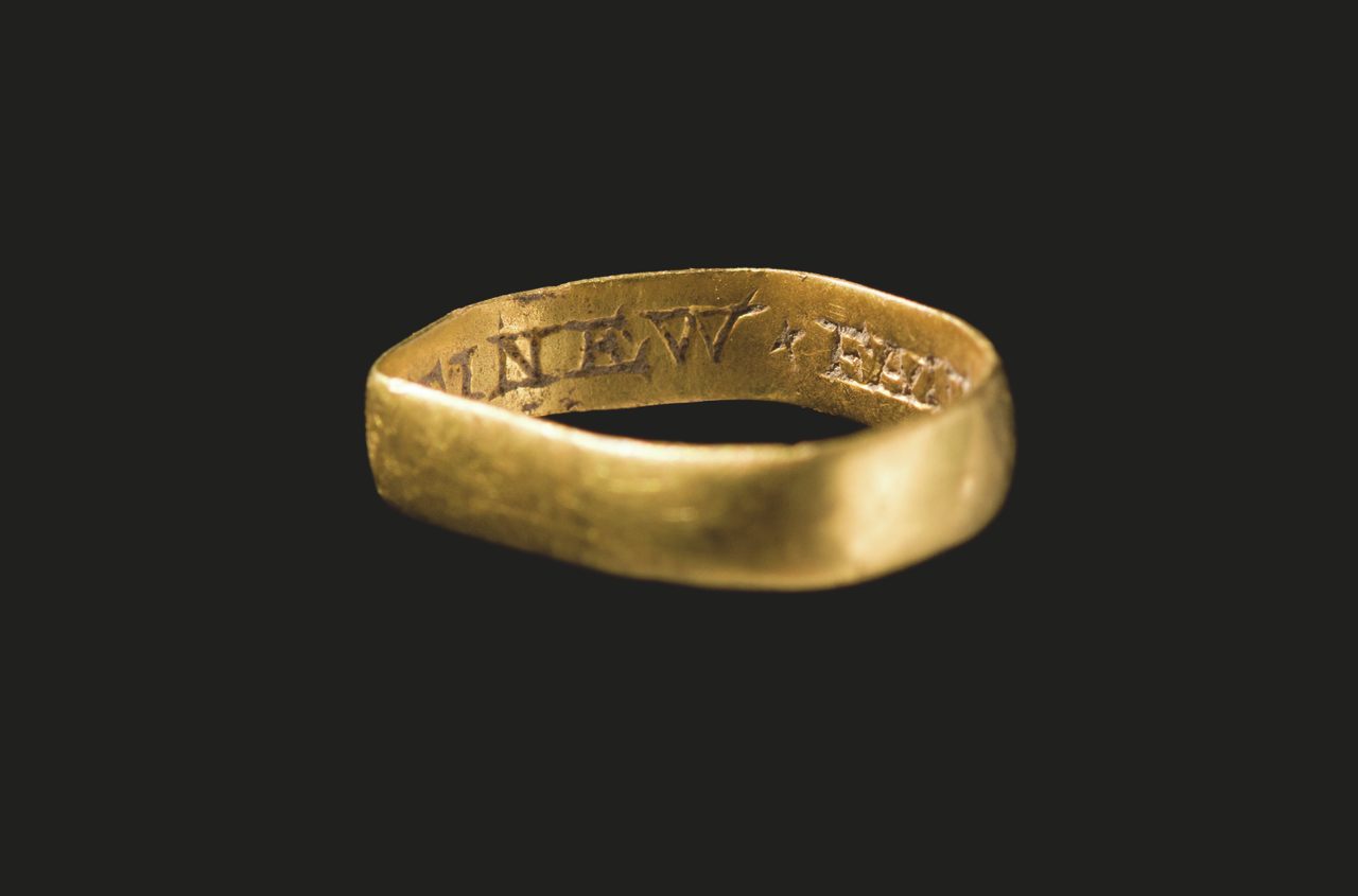 A 17th-century gold posy ring, a postmedieval version of a promise ring, was determined to be treasure at an inquest in October 2019. 