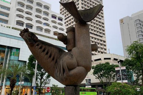 Back view of Mother and Child.