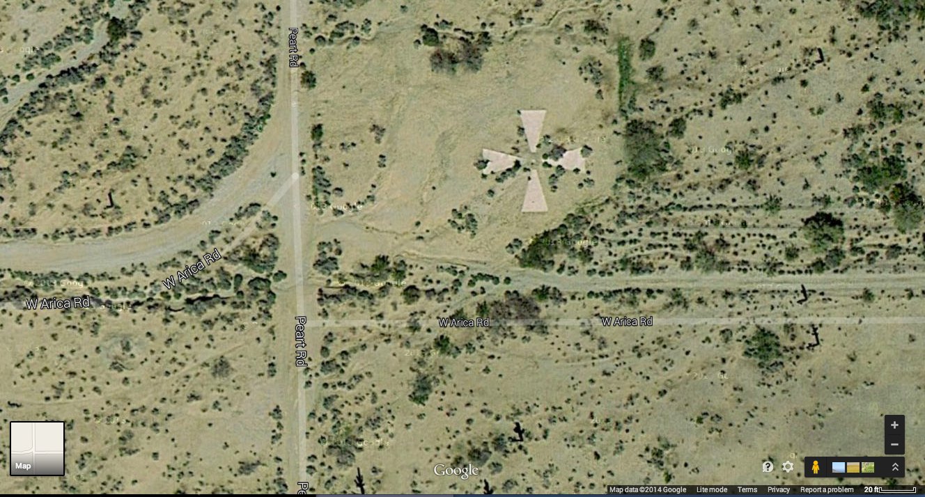 One of the crosses viewed from a Google satellite.
