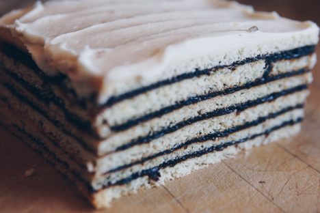 Handmade vínarterta at the Hnausa General Store in New Iceland, Cnada.