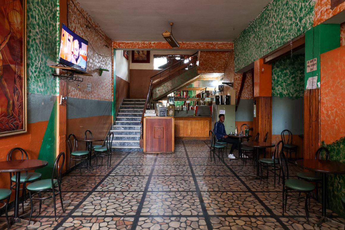 Inside the functioning cafe