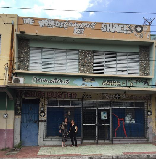 Prince Buster's Record Shack on Orange Street, in Kingston, Jamaica. Heather Augustyn and Nina Cole pictured in front.