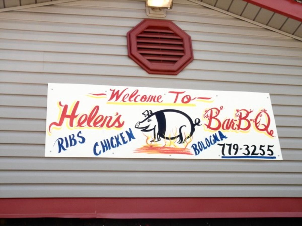 The exterior of Helen's Bar-B-Que in Brownsville, Tennessee.
