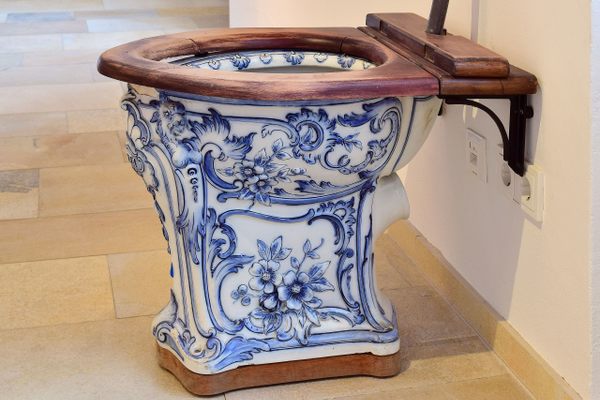 An elegant toilet on display.