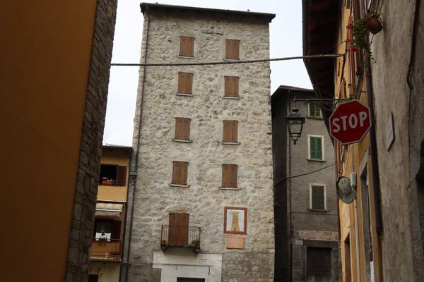 Torre Federici from across Piazza della Torre