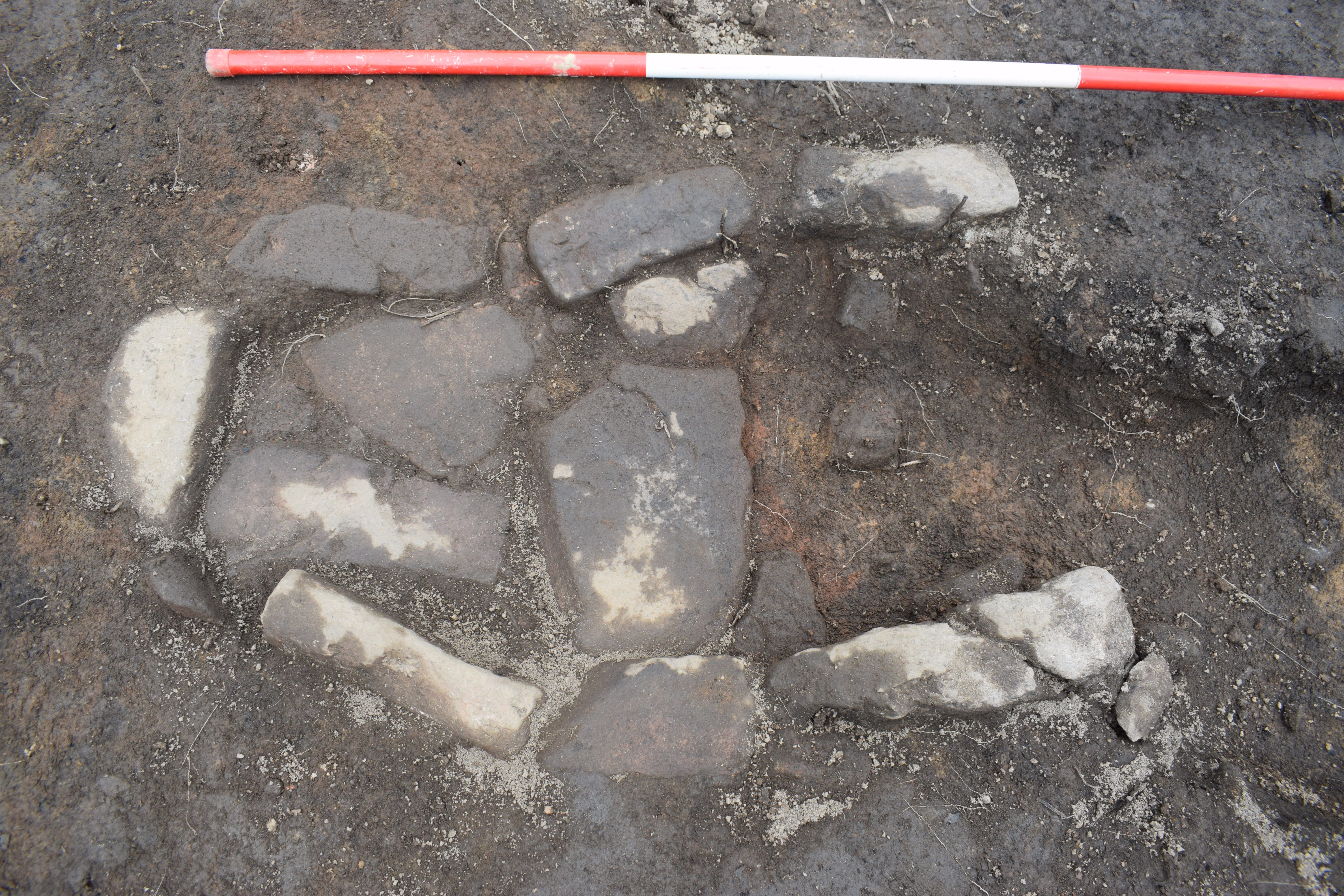 The hearth uncovered near the ruined Deer Abbey. 