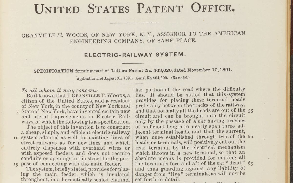 This Woods patent, from 1891, details plans for concealed electrical locomotion.