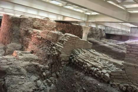 Roman ruins underneath the library.