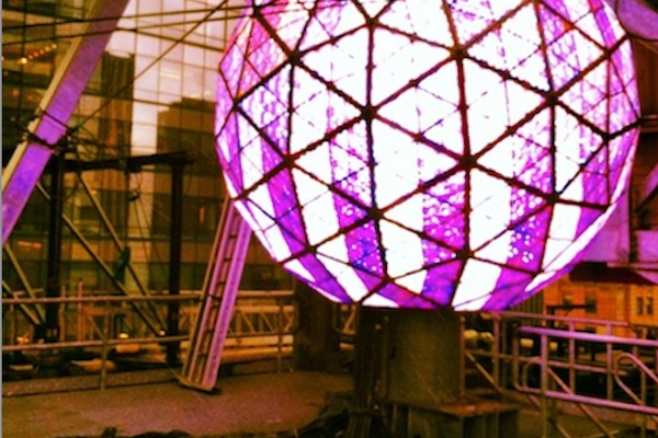 The glowing Times Square Ball as it rests today.