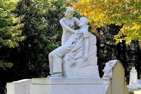 Italian tombstone carver Luigi Brusa knew he was dying from silicosis when he had a friend carve his impressive granite tombstone, known as "The Dying Man."