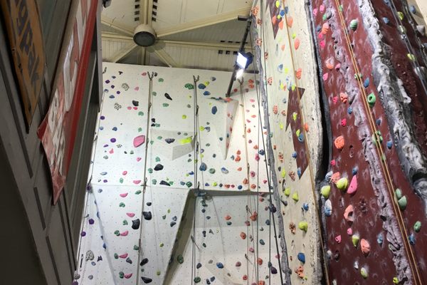 Climbing walls reaching to the high ceilings of the church.