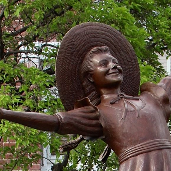 Westen Brass Girl Lady Woman Umbrella Art Statue