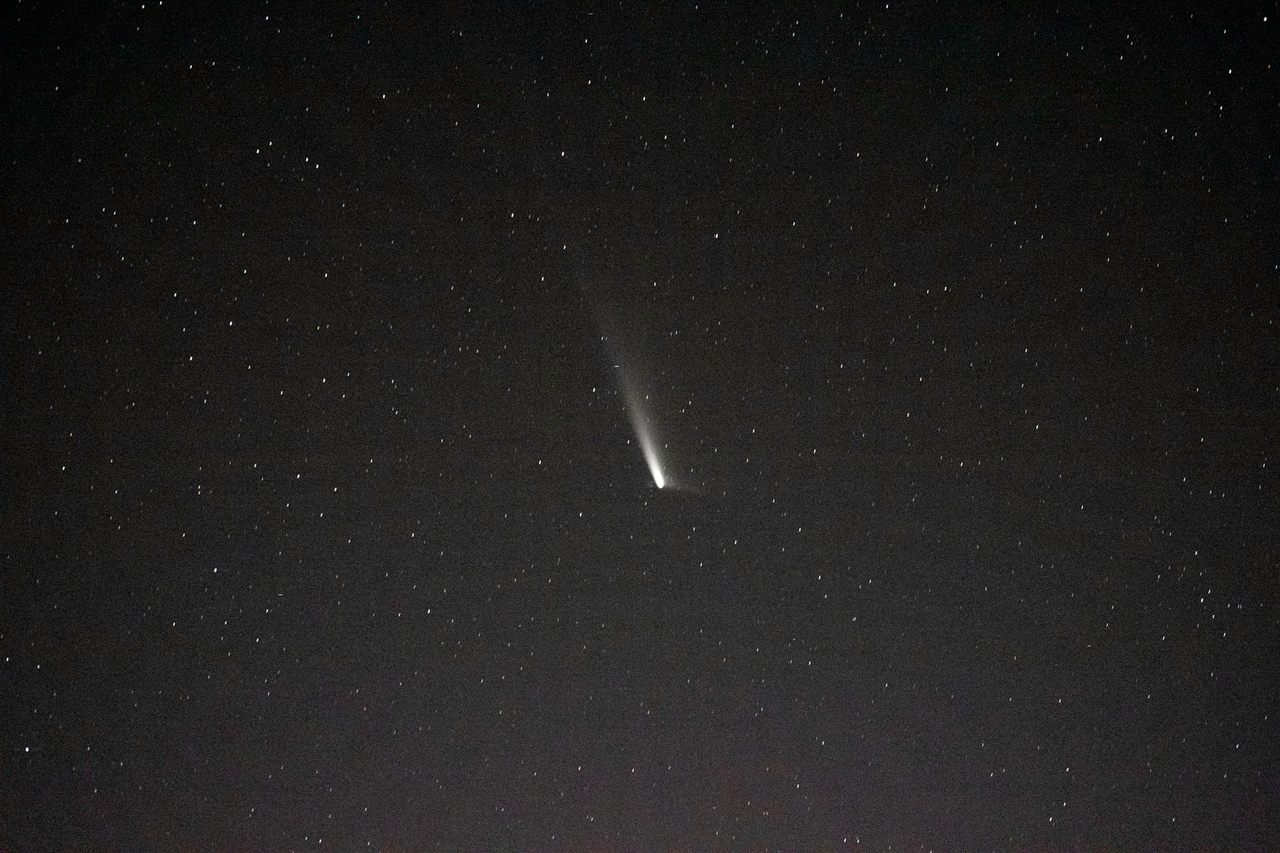 Comet C/2023 A3, or Tsuchinshan-ATLAS, nearly 100 million miles from Earth, seen from the International Space Station on Sept. 22.