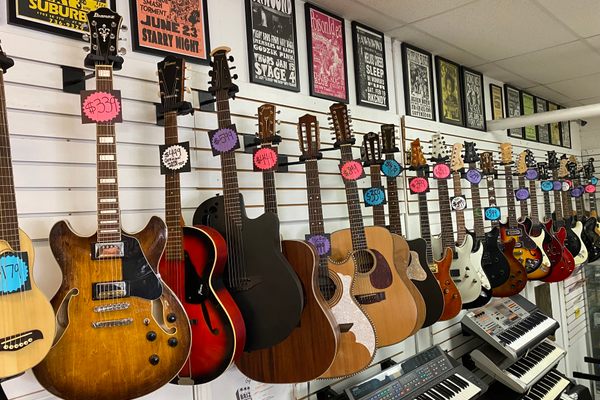 Guitars and vintage punk posters