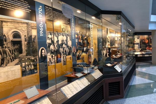 A view of an exhibit in the atrium.