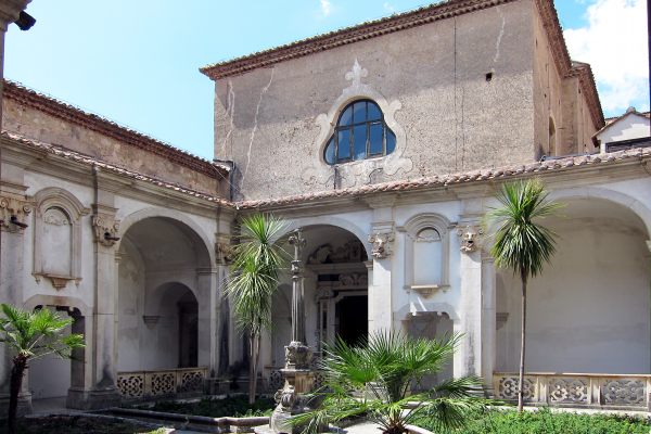 A patio at the charterhouse.