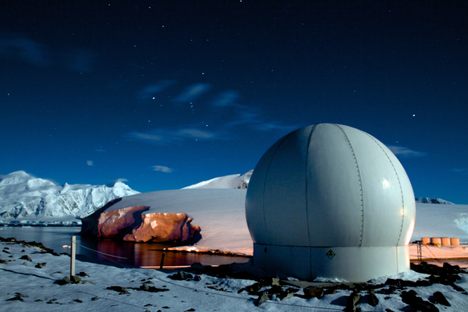 The dome houses the satellite dish that provides Rothera's internet connection, which is one of its only links to civilization during winter months.
