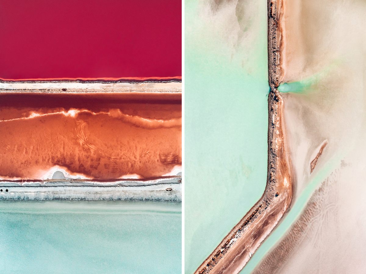 Ponds that are deep red in color have the highest levels of salinity.