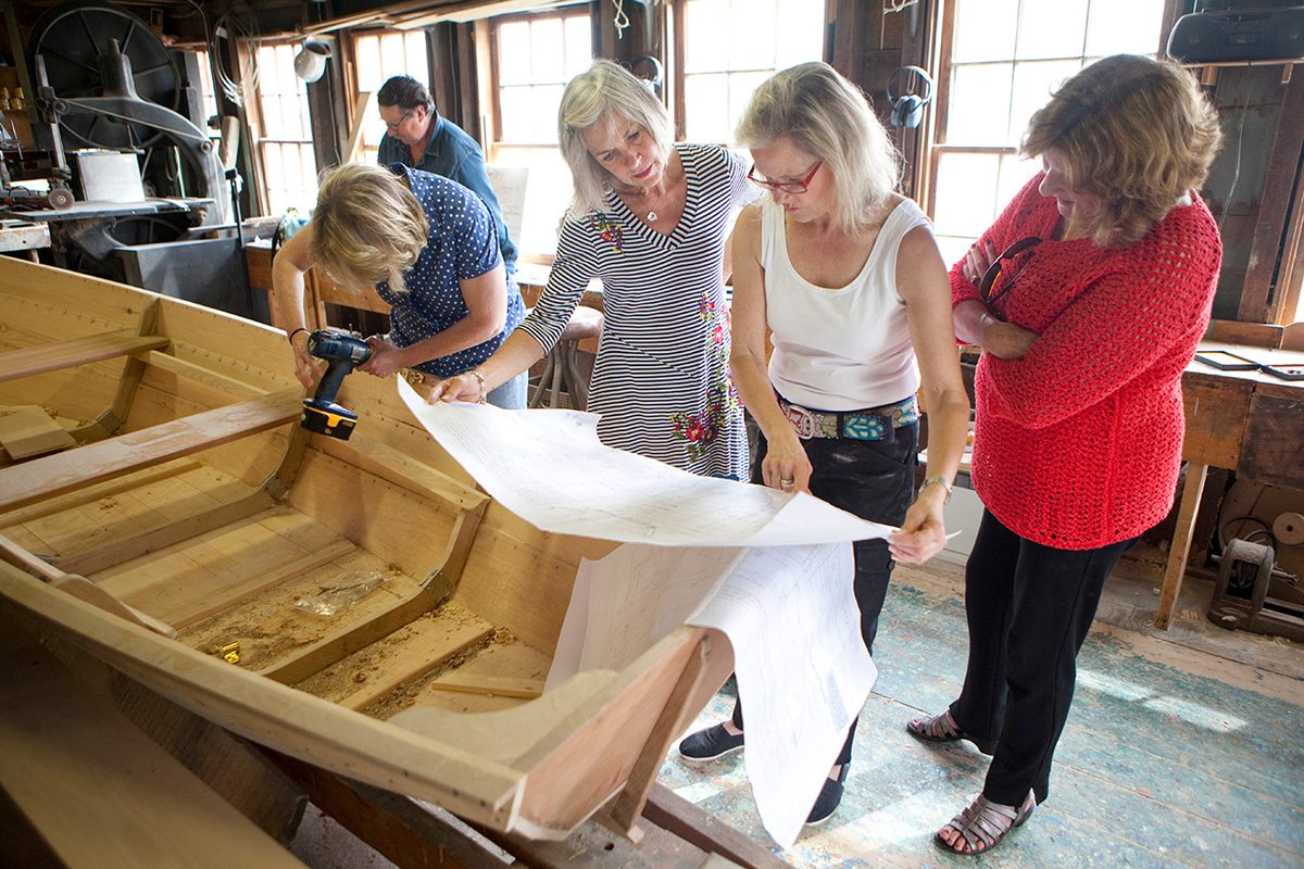 Lowell's offers boat-building classes for adults (like these) and children.