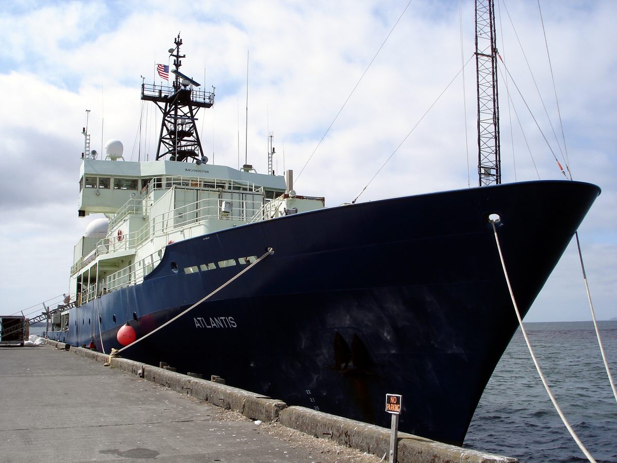 The research vessel Atlantis, operated by the Woods Hole Oceanographic Institution.