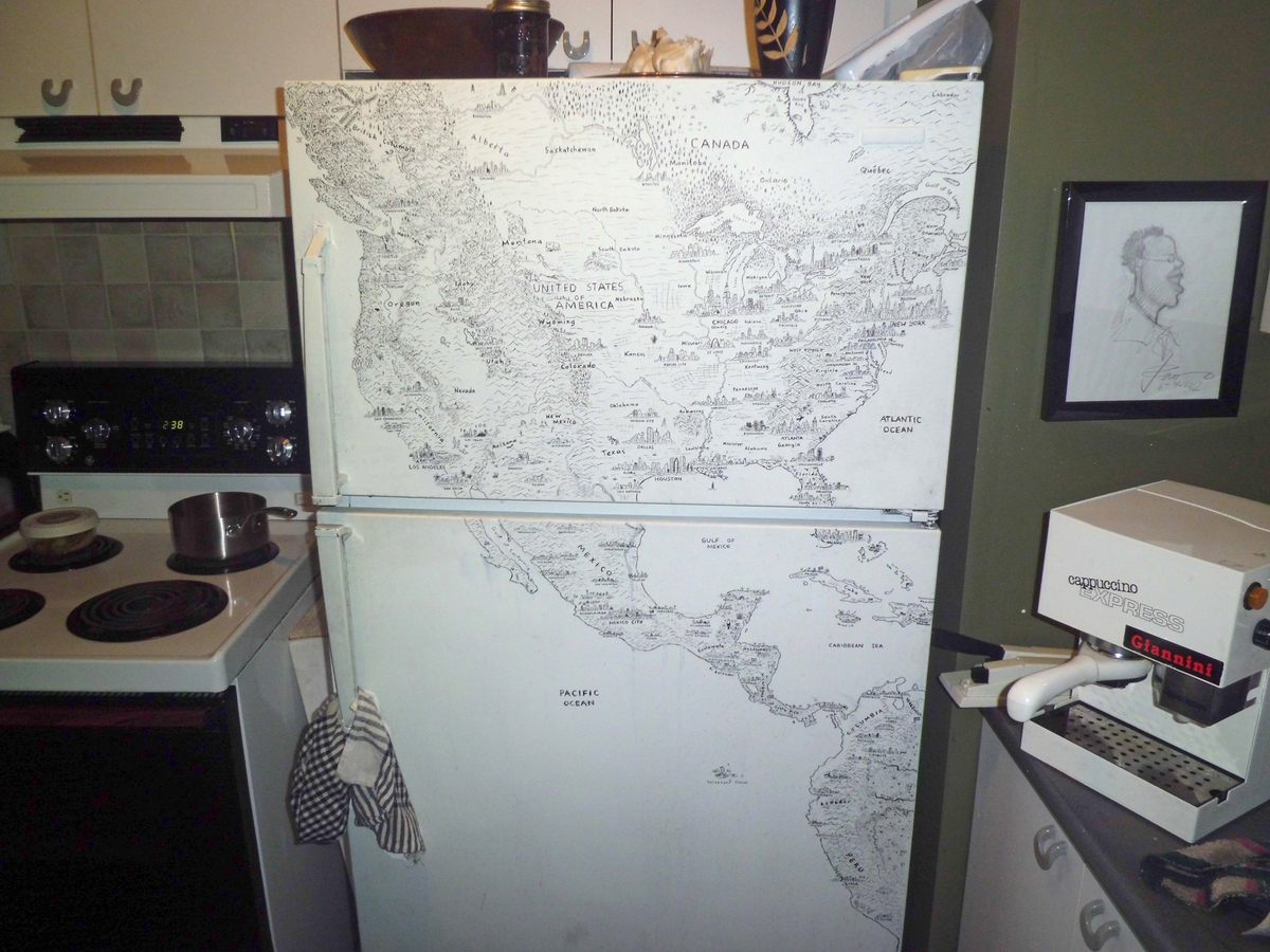 Drawing a map on a heavily used fridge? "That wasn’t exactly easy. At all."