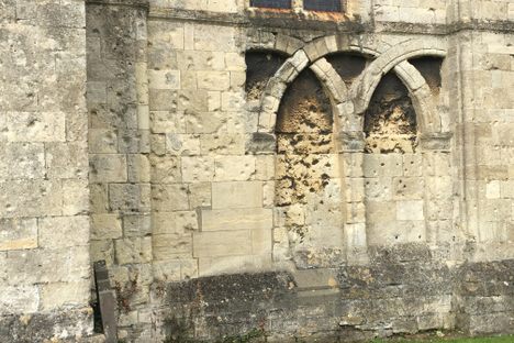 Musket damage.