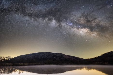 Enchanted Rock at night.