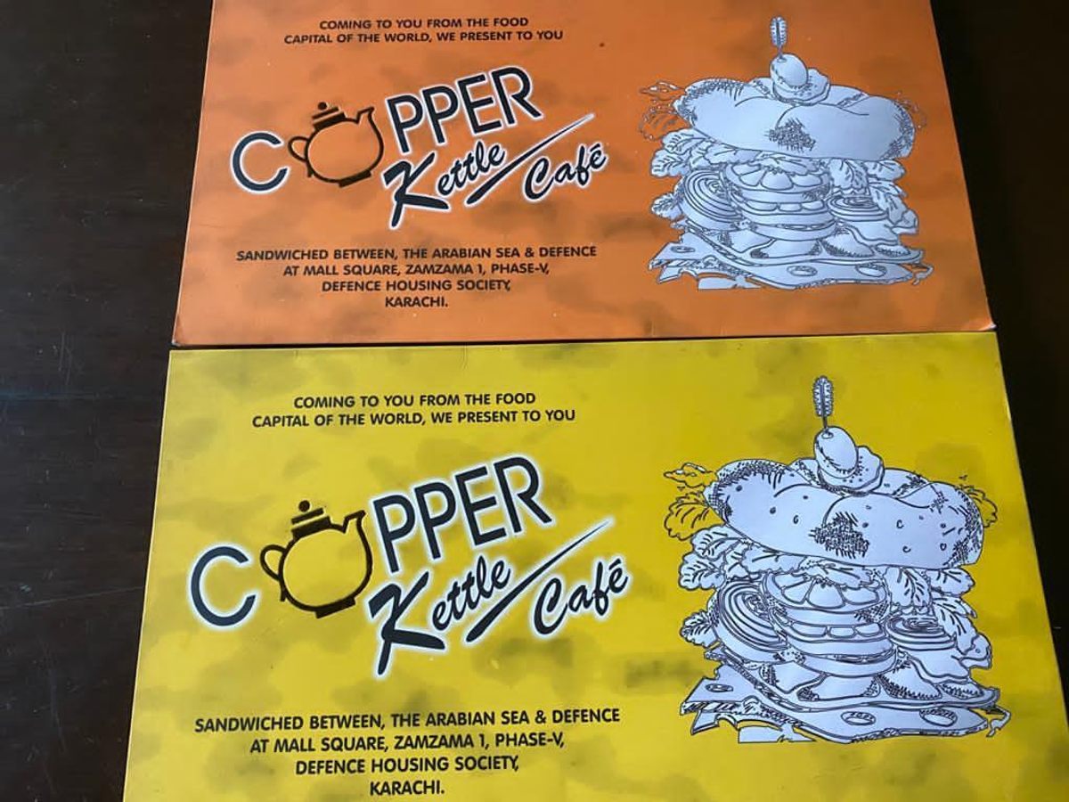 Old cards for Karachi's Copper Kettle.