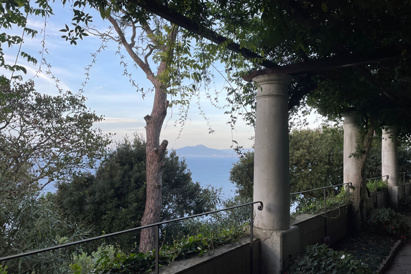 Visitors can see Vesuvius from the pergola.