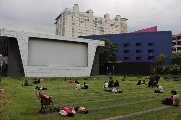 Outdoor movie room.
