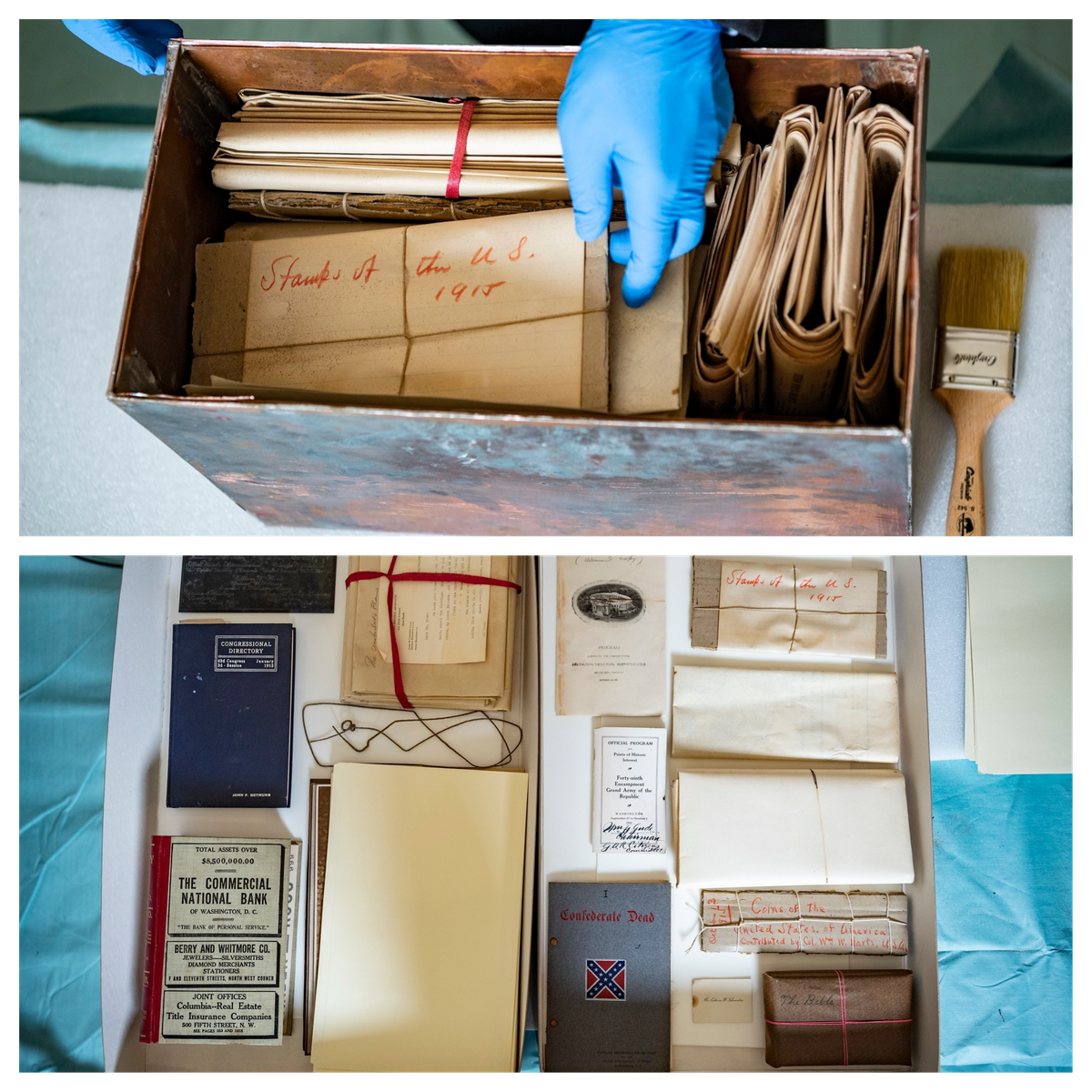 Most of the documents were wrapped, still soft and stain-free.