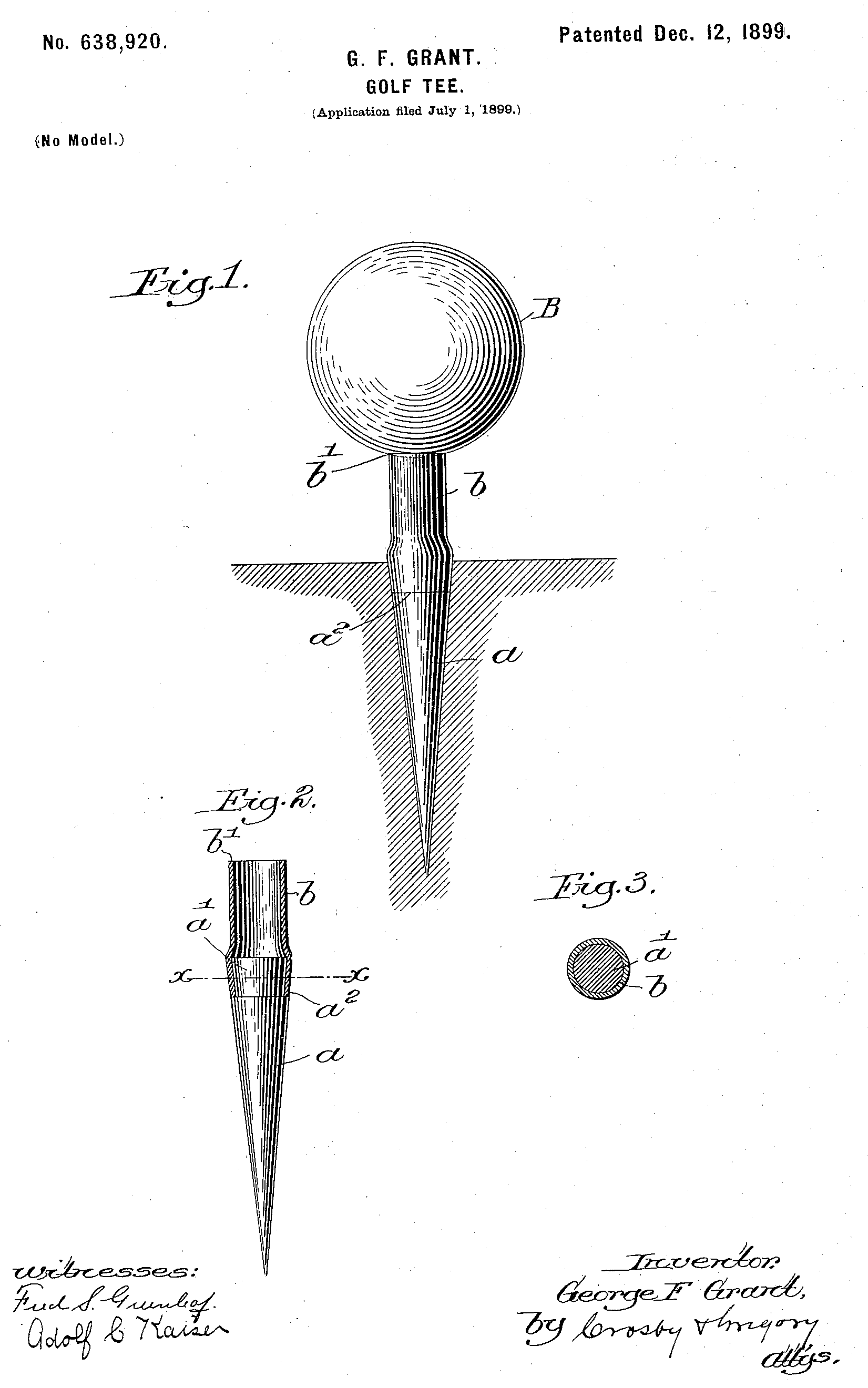 George Grant's patent for the wooden golf tee.