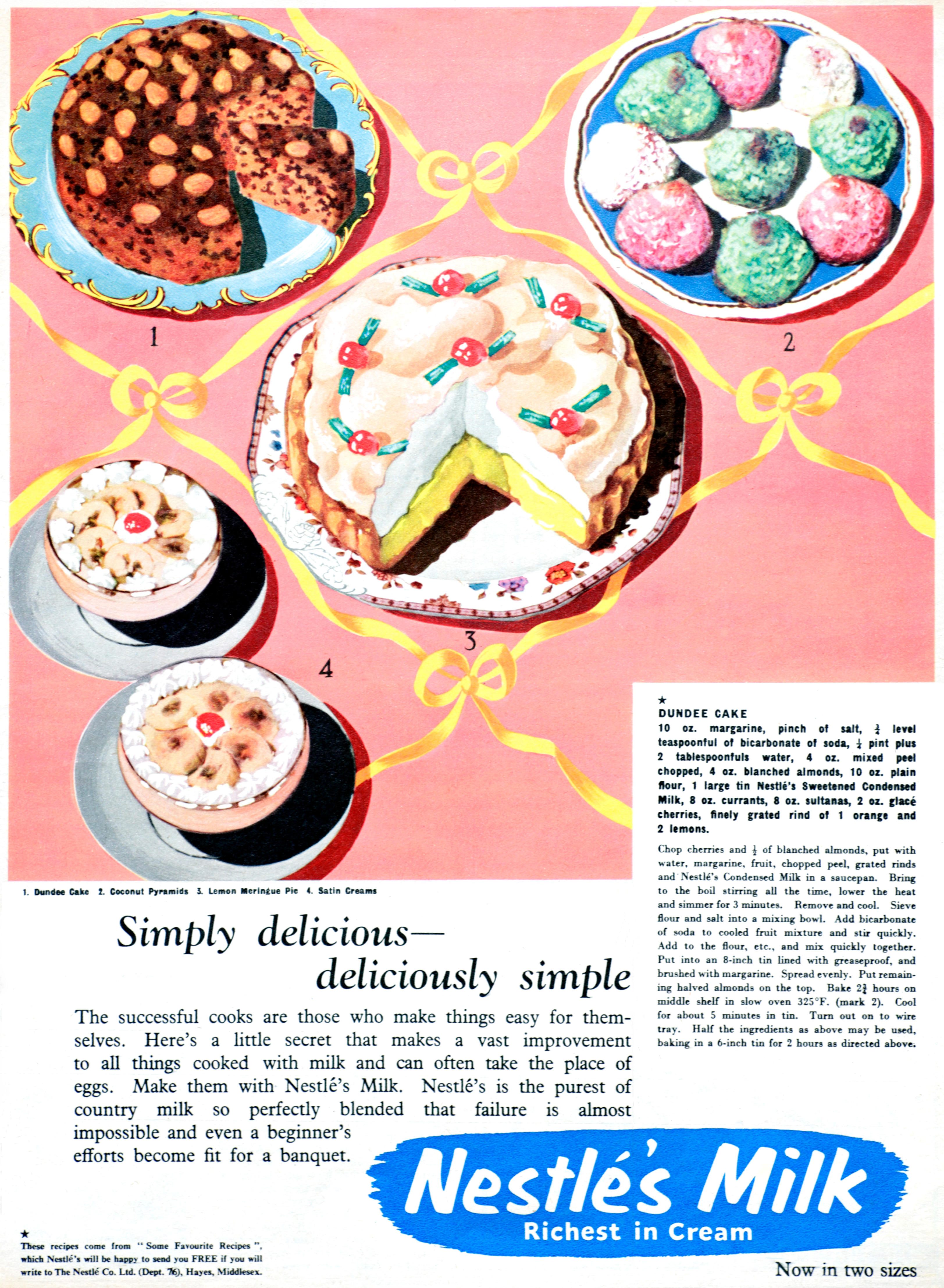 Nestles's Milk advertisement from 1955. 