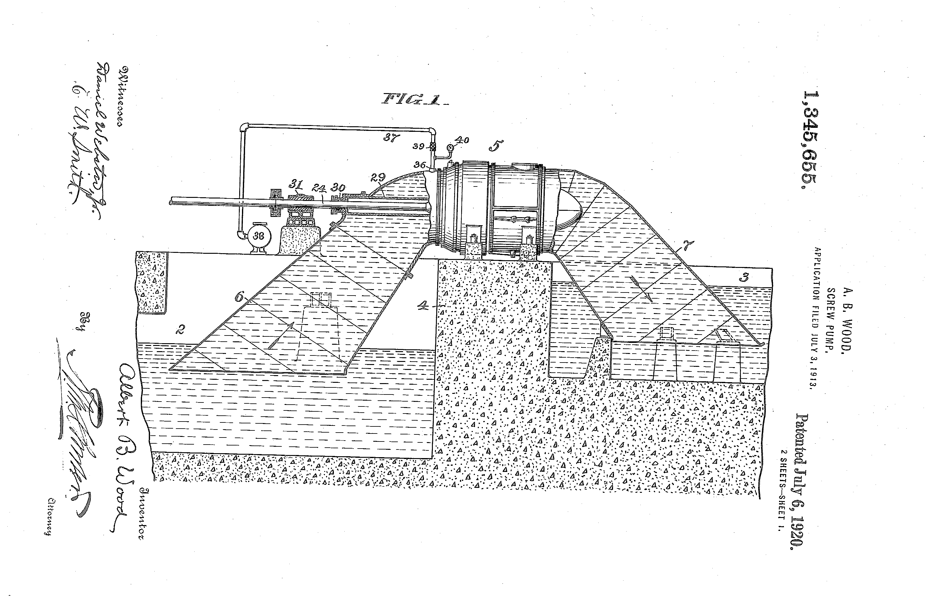 One of Wood's patent drawings of the pump design. 