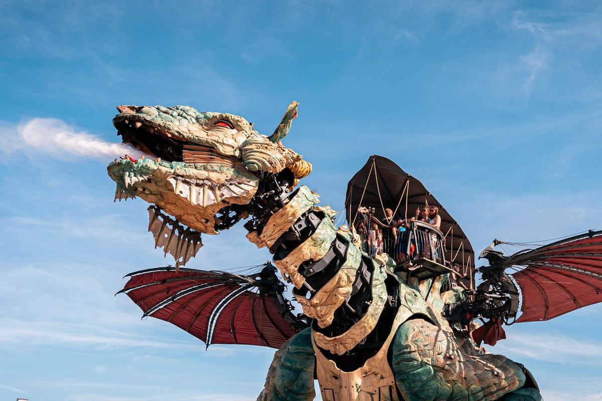 Nearly 40 feet tall, the Dragon of Calais enchants tourists and locals alike. 