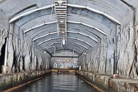 The tunnels offer walkways along the sides.