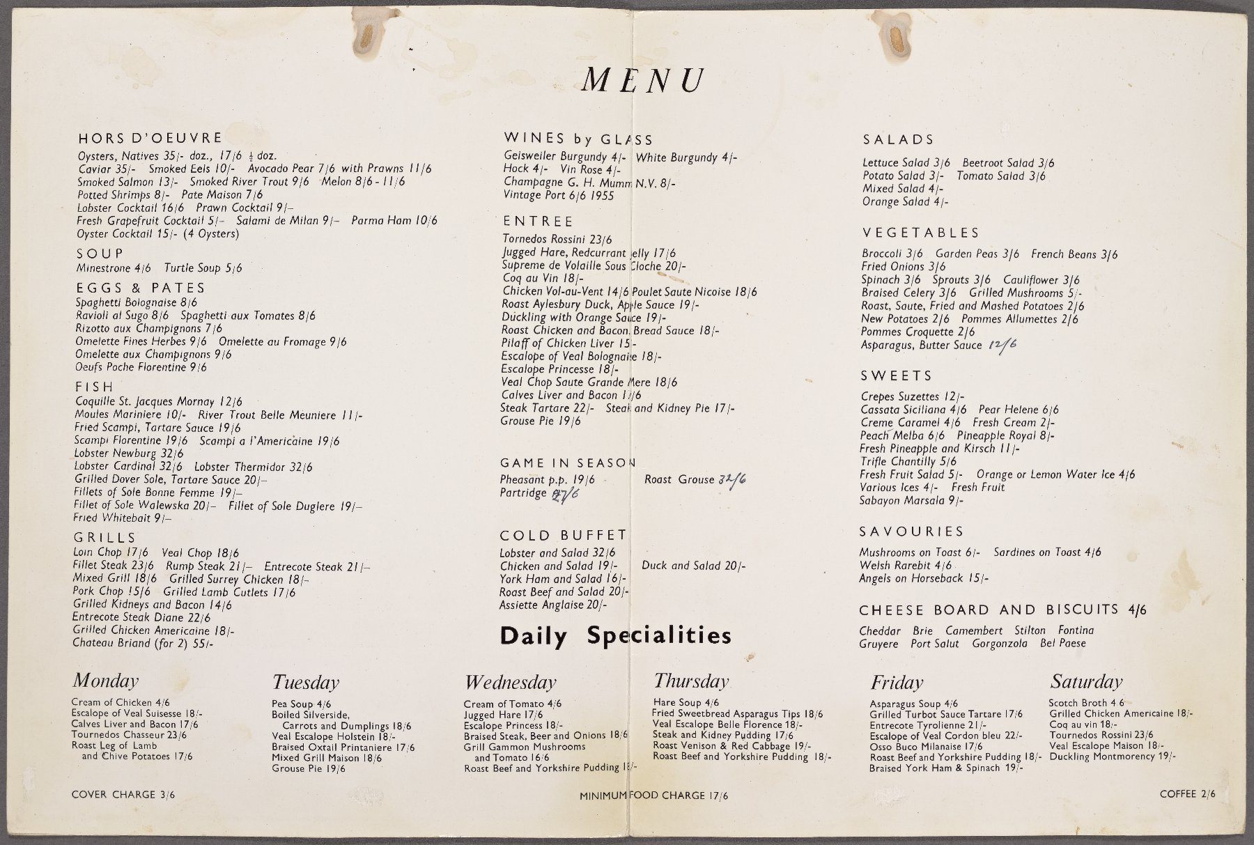 A 1907 menu from Rules, today the oldest restaurant in London, includes Peach Melba in its dessert offerings.