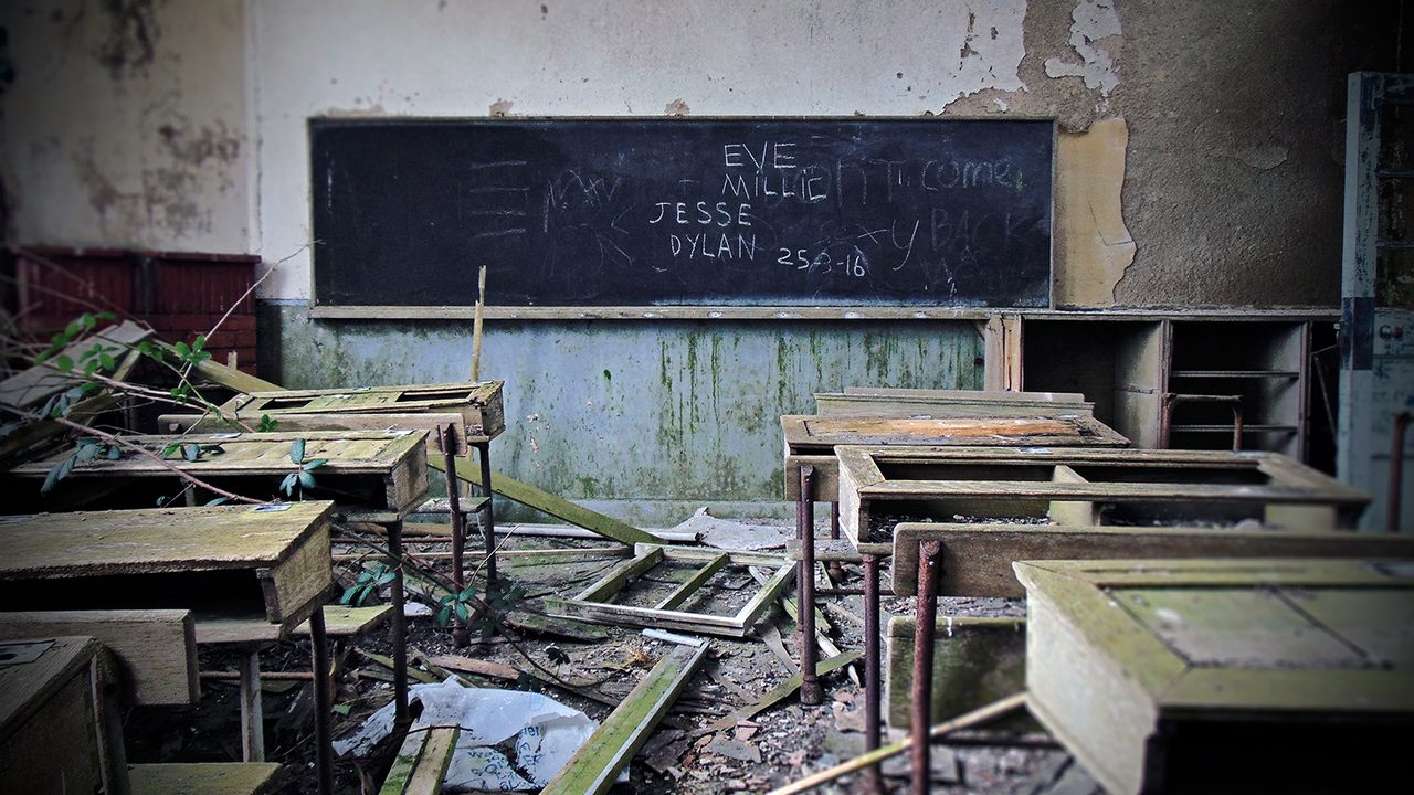 An old classroom in Latton National School, County Monaghan. 