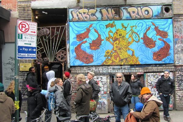 A squat tour meets outside ABC No Rio in the Lower East Side of NYC.