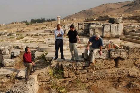 John Hale, local resident Fettah Anli, Matthias Zeithoffler, Jelle de Boer (left to right) at the site of the Plutonium. 