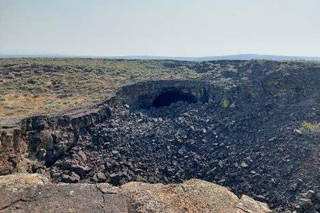 Outside cave, showing other end of collapsed lava tube.
