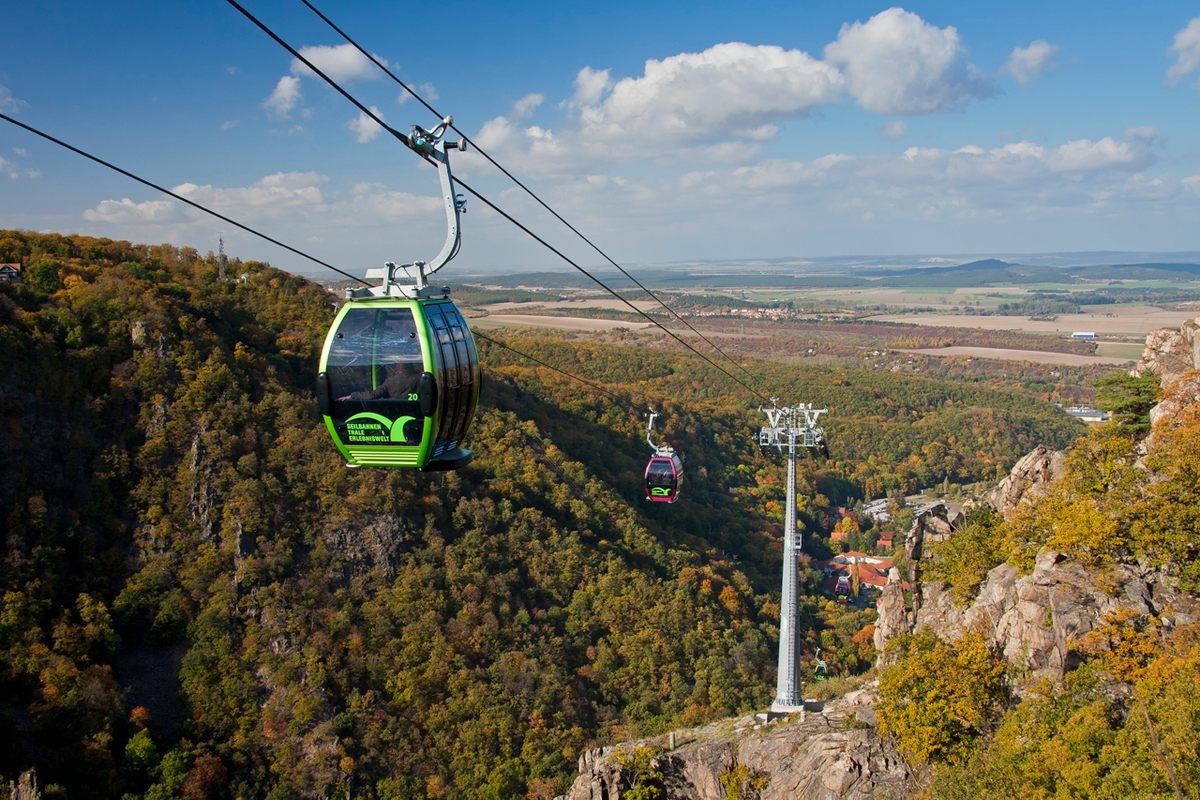 A cable car carries visitors from Thale to the Hexentanzplatz, or the Witches' Dance Floor.
