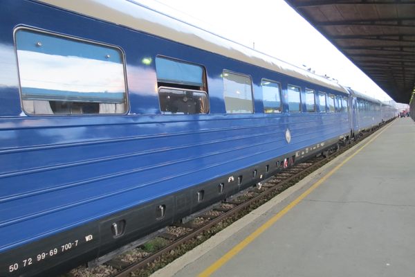 Tito's Blue Train in Belgrade train station.