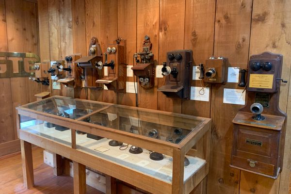 A selection of antique phones at the E.H. Danner Museum in San Angelo, Texas. 