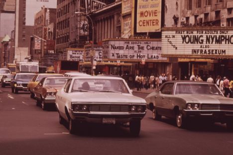 New York's Times Square was home to a number of these adult movie theaters, many of which were closed during the AIDs epidemic.