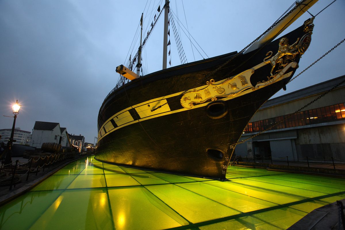 The SS Great Britain, surrounded by lime jelly.