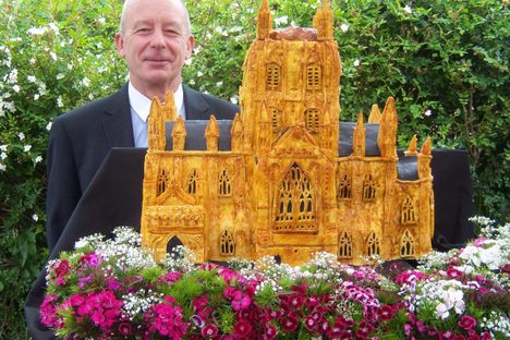 The Gloucester Cathedral–shaped lamprey pie for Queen Elizabeth II's Diamond Jubilee. 