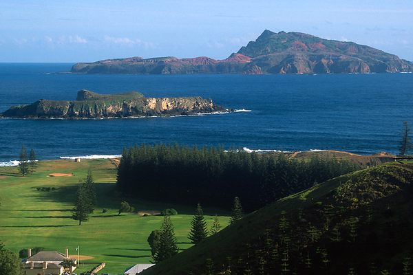 Nepean Island, as seen from Norfolk Island with Phillip Island in the background.