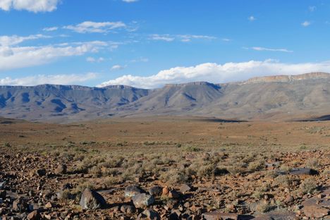 The rocky escarpments of Karoo, South Africa. Roughly 183 million years ago, this area was part of the supercontinent Gondwana.
