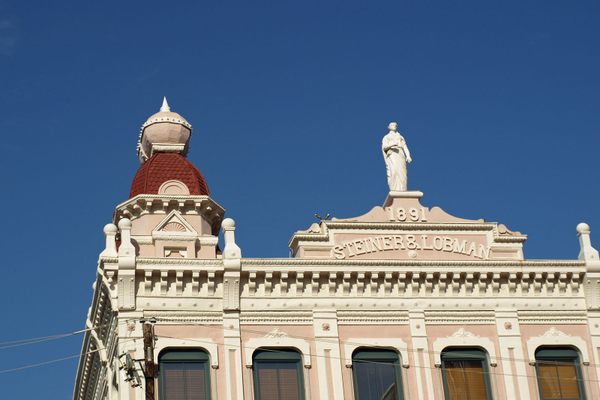 Detail of the Steiner-Lobman and Teague Hardware Buildings in Montgomery, Alabama